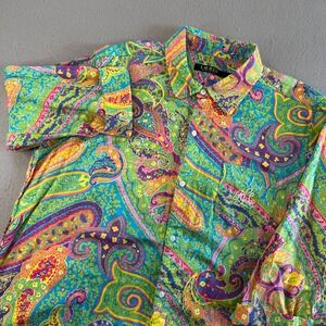 LAUREN Ralph Lauren Paisley Print Button Down Shirt Women's Size L